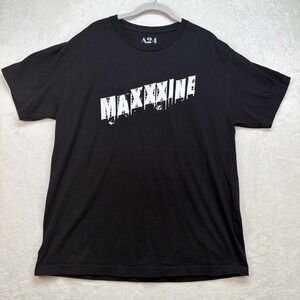A24 Maxxxine Movie T Shirt Horror Graphic Tee Goth Streetwear Black Mens Large